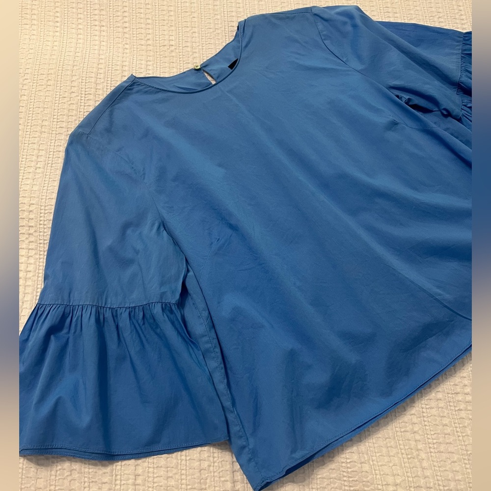 Zara Azure Blouse with Bell Sleeves